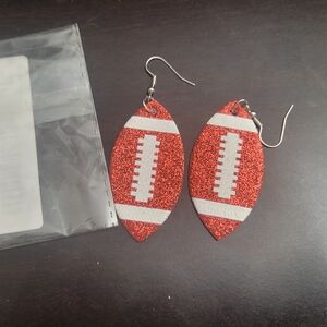 Red Glitter Football Earrings